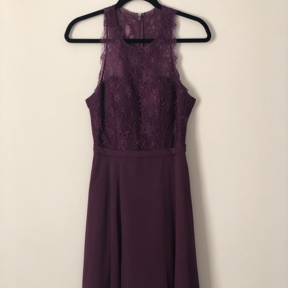 Knee Length Eggplant Dress with Pockets